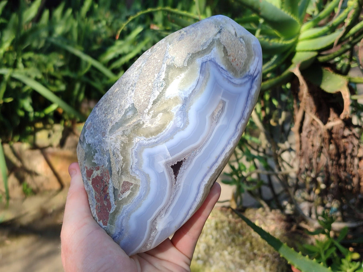 Polished Blue Lace Agate Standing Free Form x 1 From Nsanje, Malawi - Toprock Gemstones and Minerals 