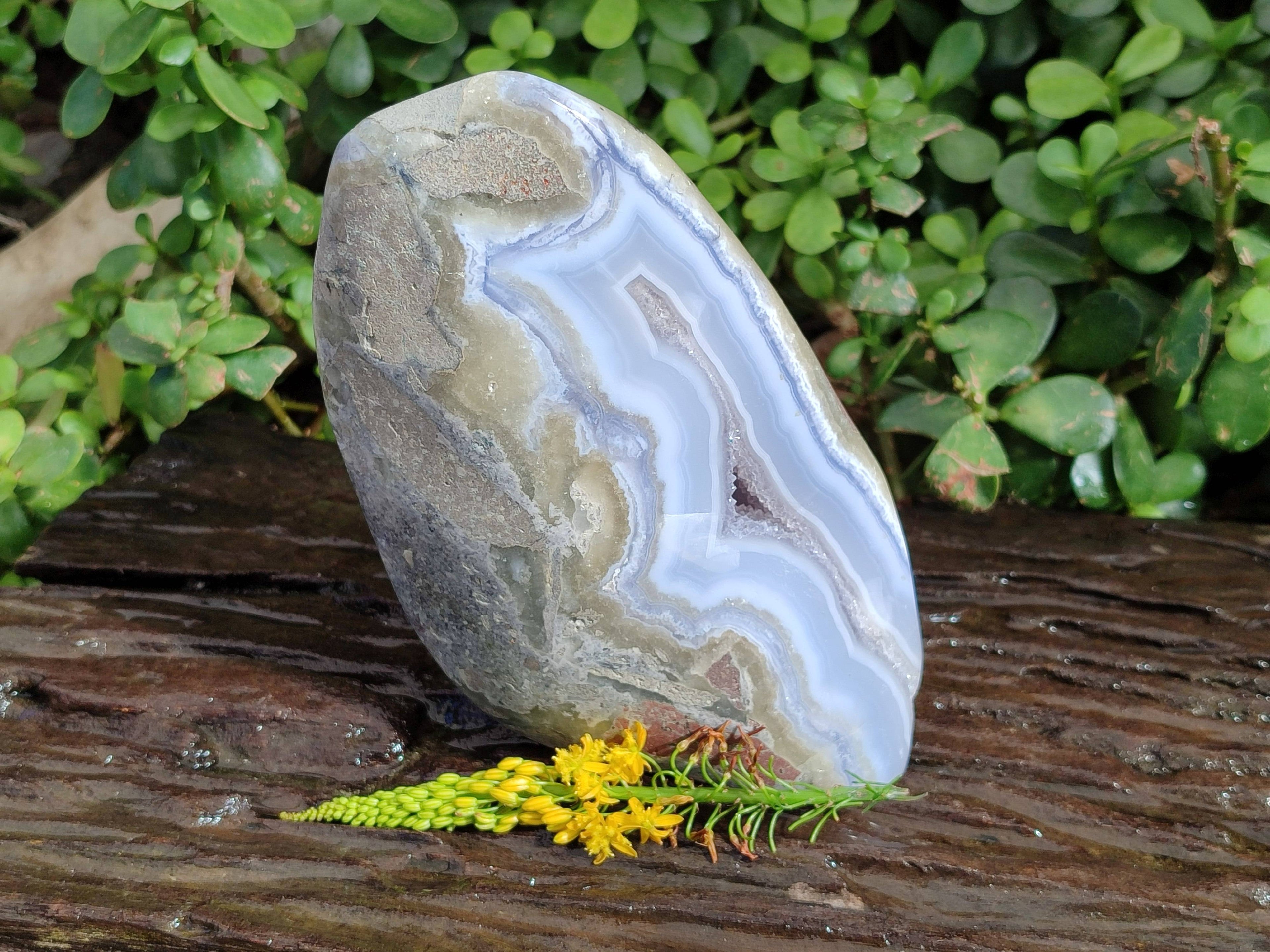 Polished Blue Lace Agate Standing Free Form x 1 From Nsanje, Malawi - Toprock Gemstones and Minerals 