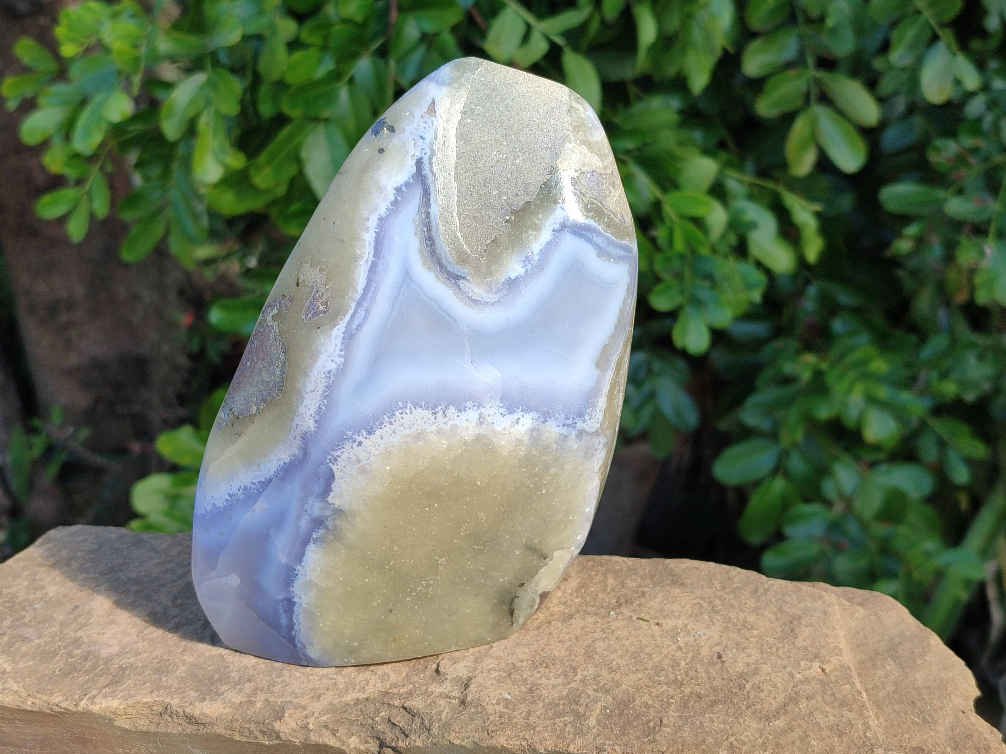 Polished Blue Lace Agate Standing Free Form x 1 From Nsanje, Malawi - Toprock Gemstones and Minerals 