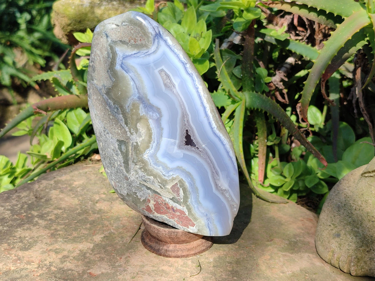 Polished Blue Lace Agate Standing Free Form x 1 From Nsanje, Malawi - Toprock Gemstones and Minerals 