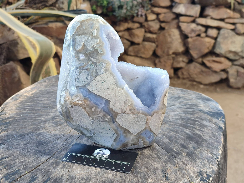 Polished Blue Lace Agate Standing Free Form x 1 From Nsanje, Malawi - Toprock Gemstones and Minerals 