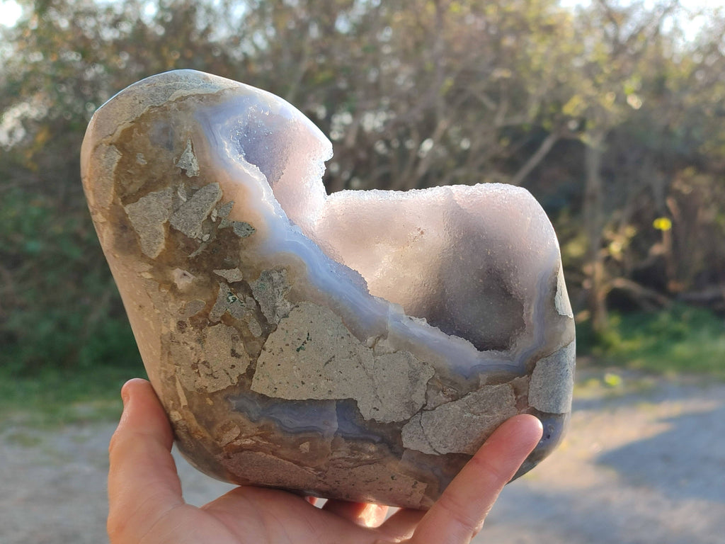 Polished Blue Lace Agate Standing Free Form x 1 From Nsanje, Malawi - Toprock Gemstones and Minerals 