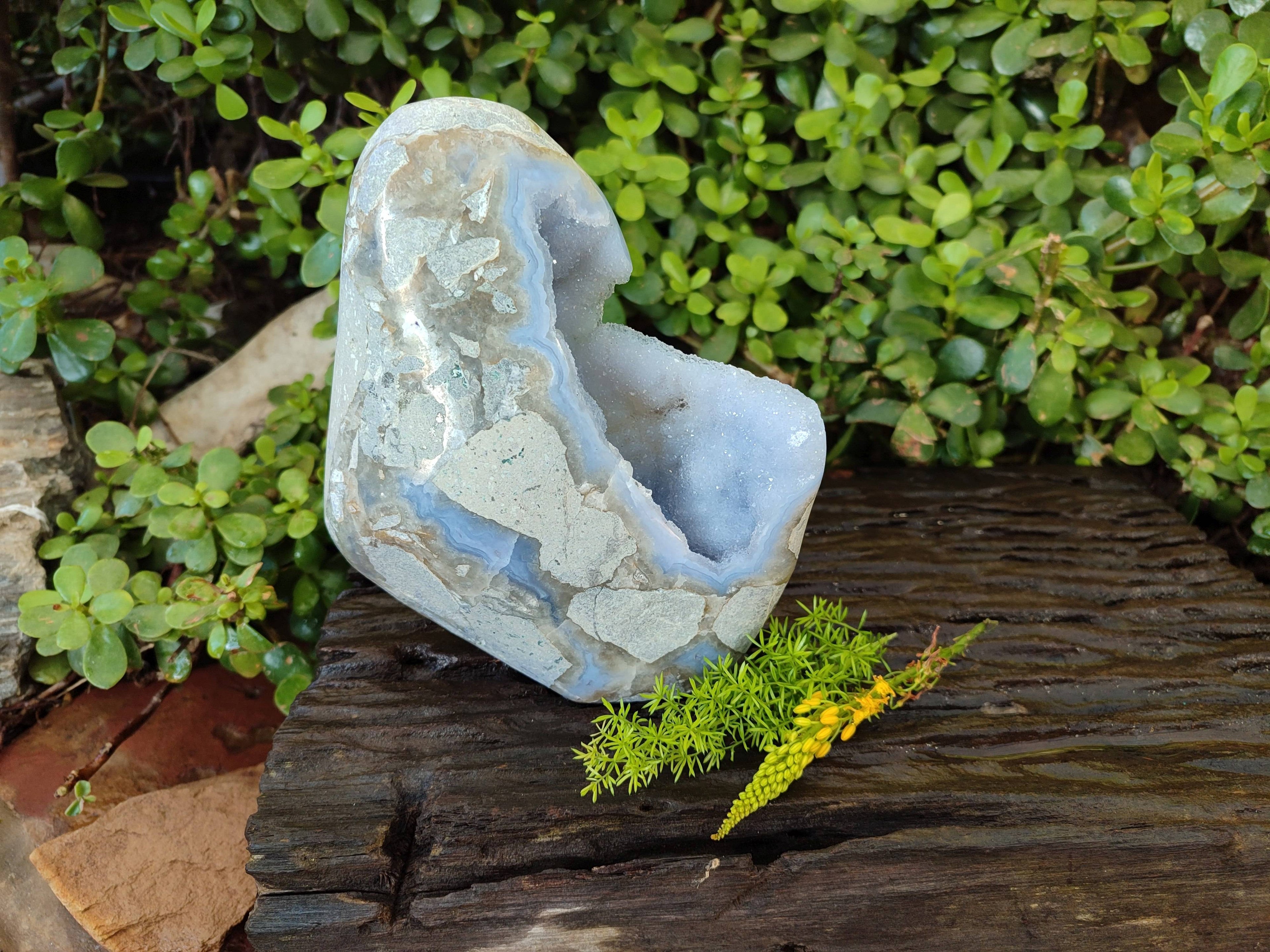 Polished Blue Lace Agate Standing Free Form x 1 From Nsanje, Malawi - Toprock Gemstones and Minerals 