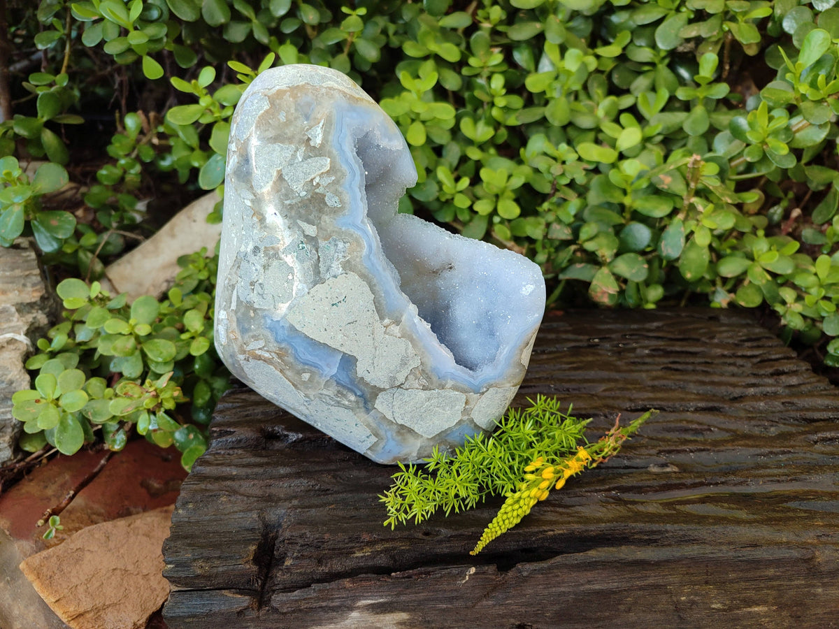 Polished Blue Lace Agate Standing Free Form x 1 From Nsanje, Malawi - Toprock Gemstones and Minerals 