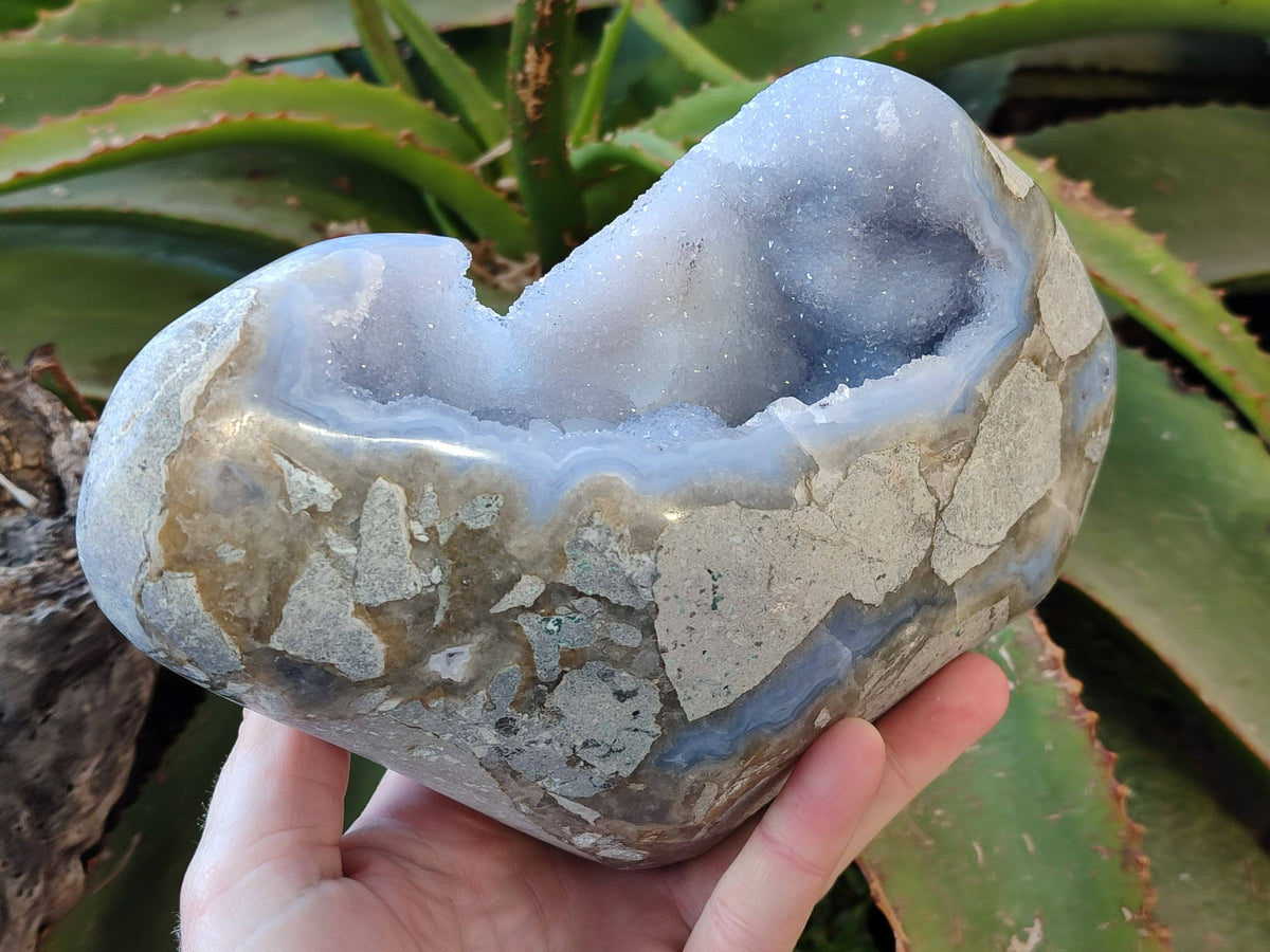 Polished Blue Lace Agate Standing Free Form x 1 From Nsanje, Malawi - Toprock Gemstones and Minerals 