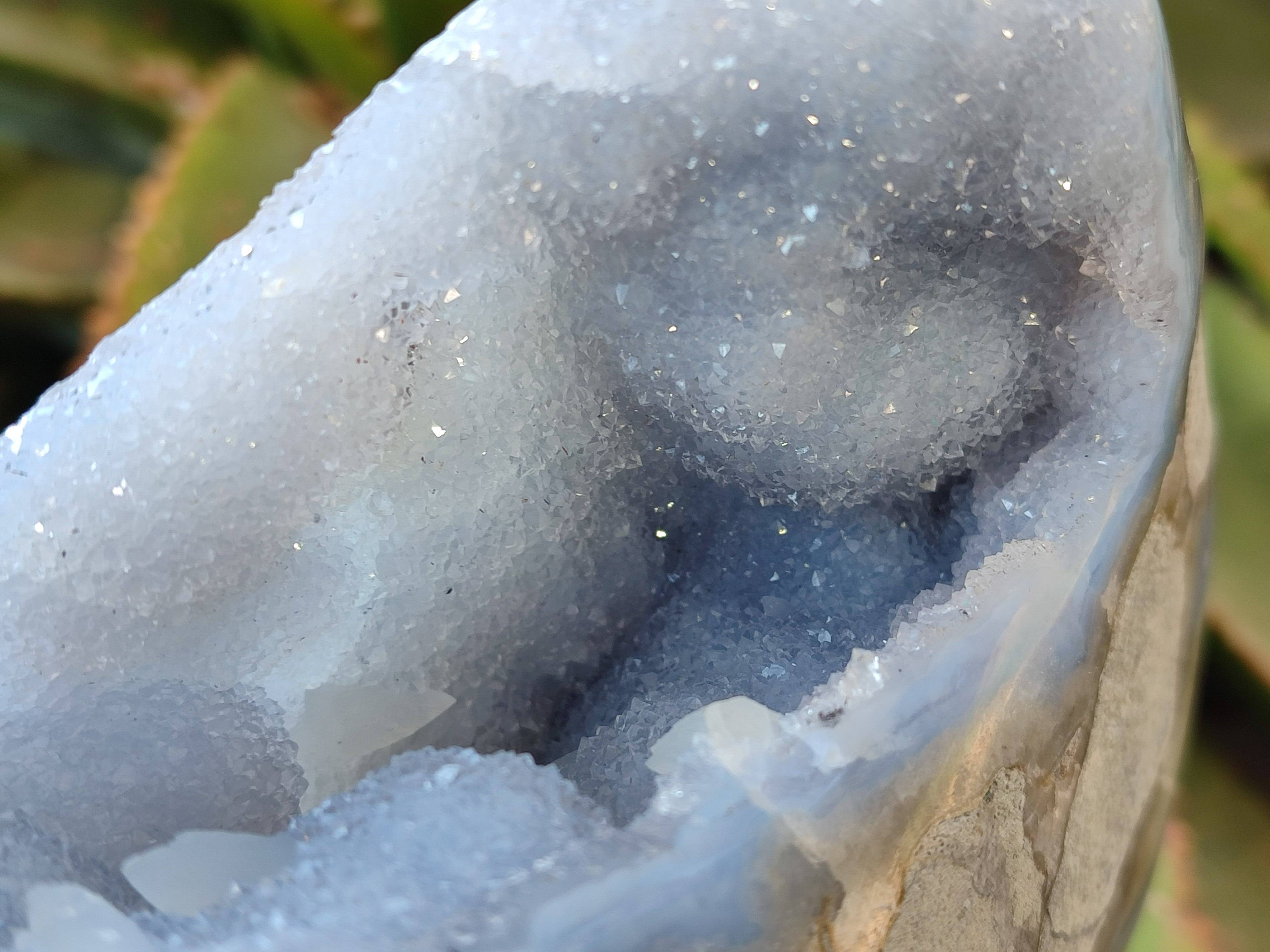 Polished Blue Lace Agate Standing Free Form x 1 From Nsanje, Malawi - Toprock Gemstones and Minerals 