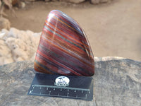 Polished Banded Tiger Iron Standing Free Forms x 3 From South Africa - Toprock Gemstones and Minerals 