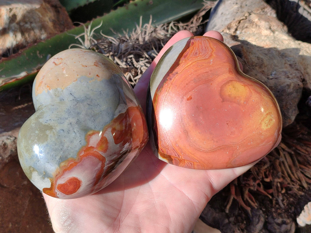 Polished Polychrome Jasper Hearts x 3 From NW Coast, Madagascar - Toprock Gemstones and Minerals 