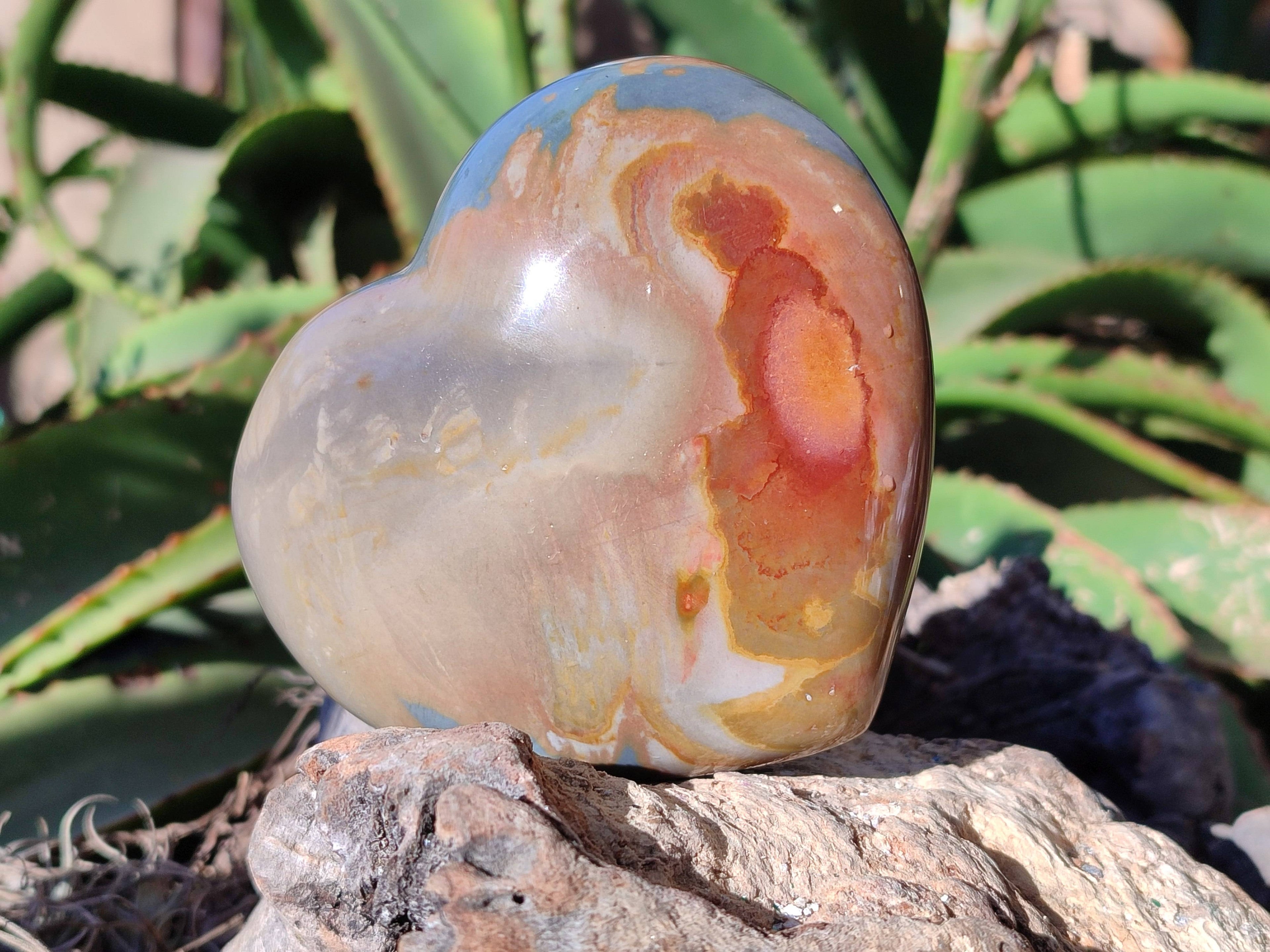 Polished Polychrome Jasper Hearts x 3 From NW Coast, Madagascar - Toprock Gemstones and Minerals 