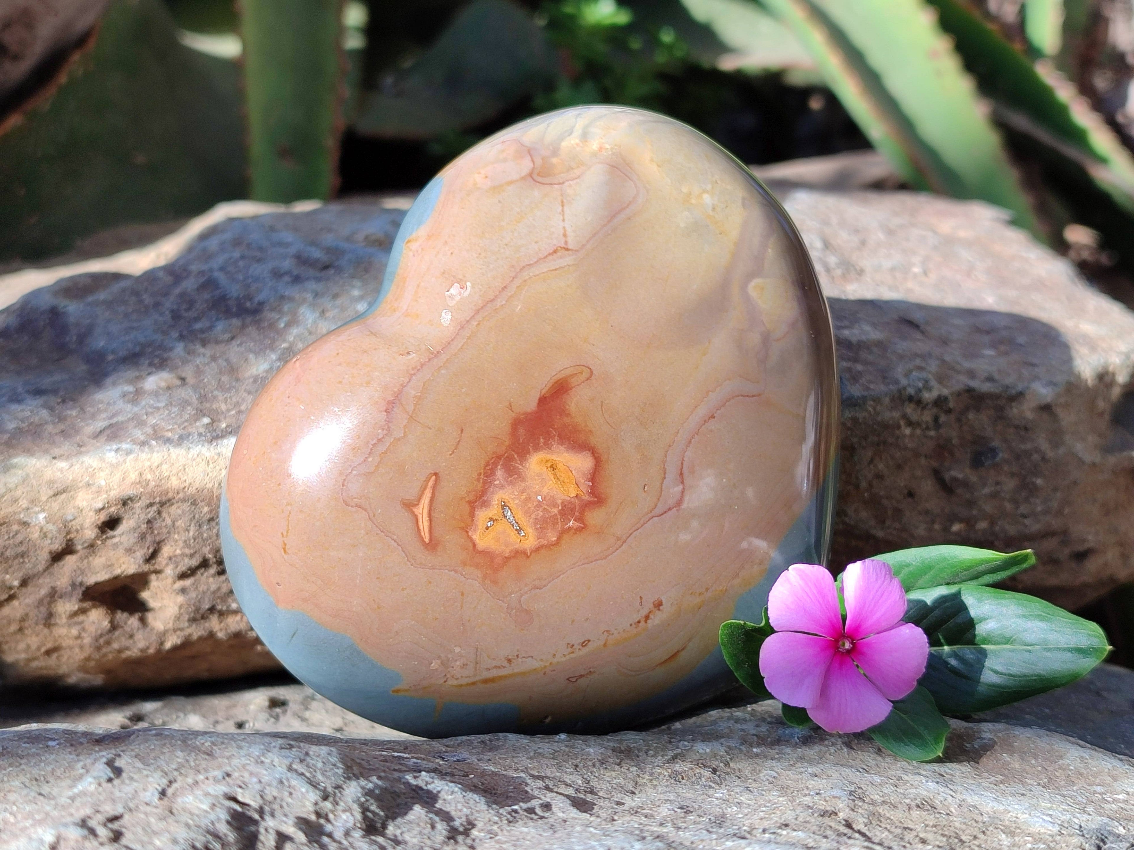 Polished Polychrome Jasper Hearts x 3 From NW Coast, Madagascar - Toprock Gemstones and Minerals 