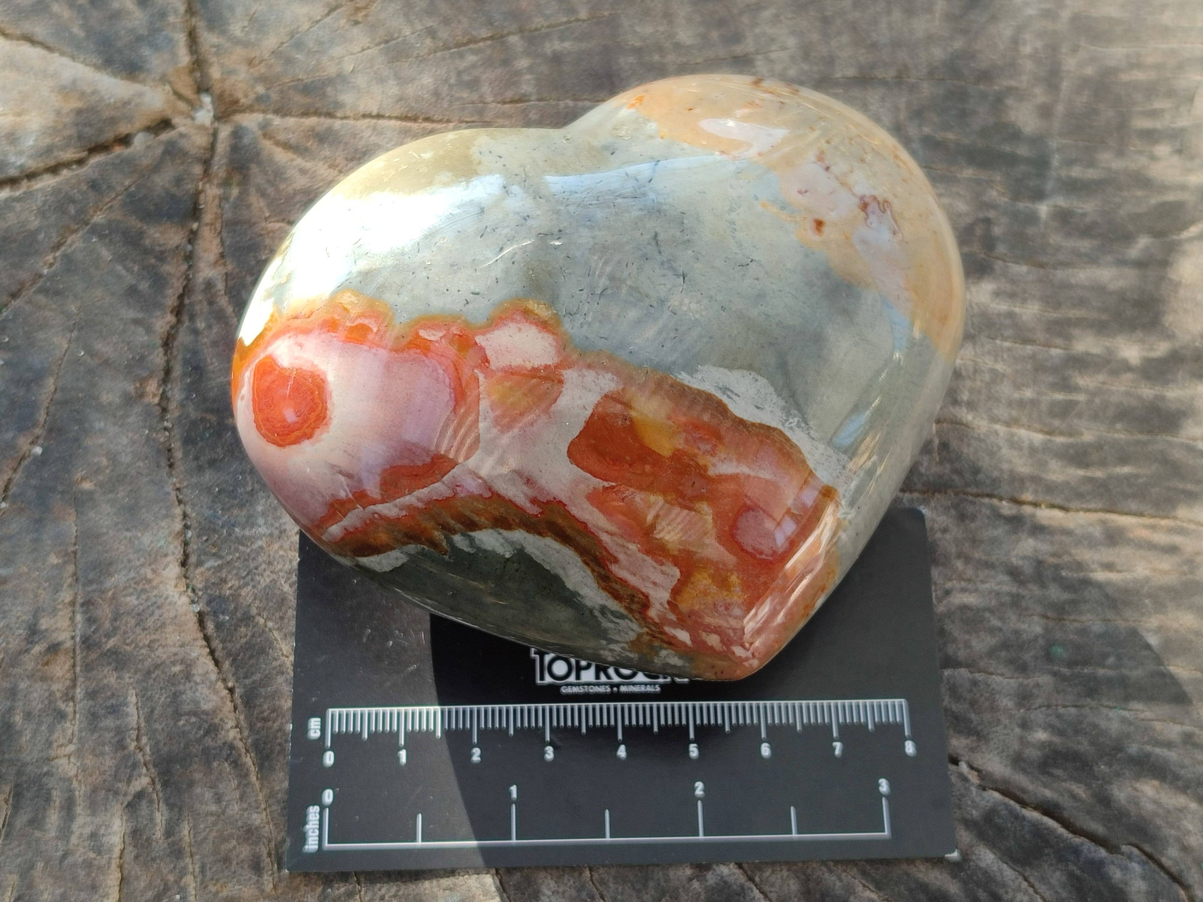Polished Polychrome Jasper Hearts x 3 From NW Coast, Madagascar - Toprock Gemstones and Minerals 