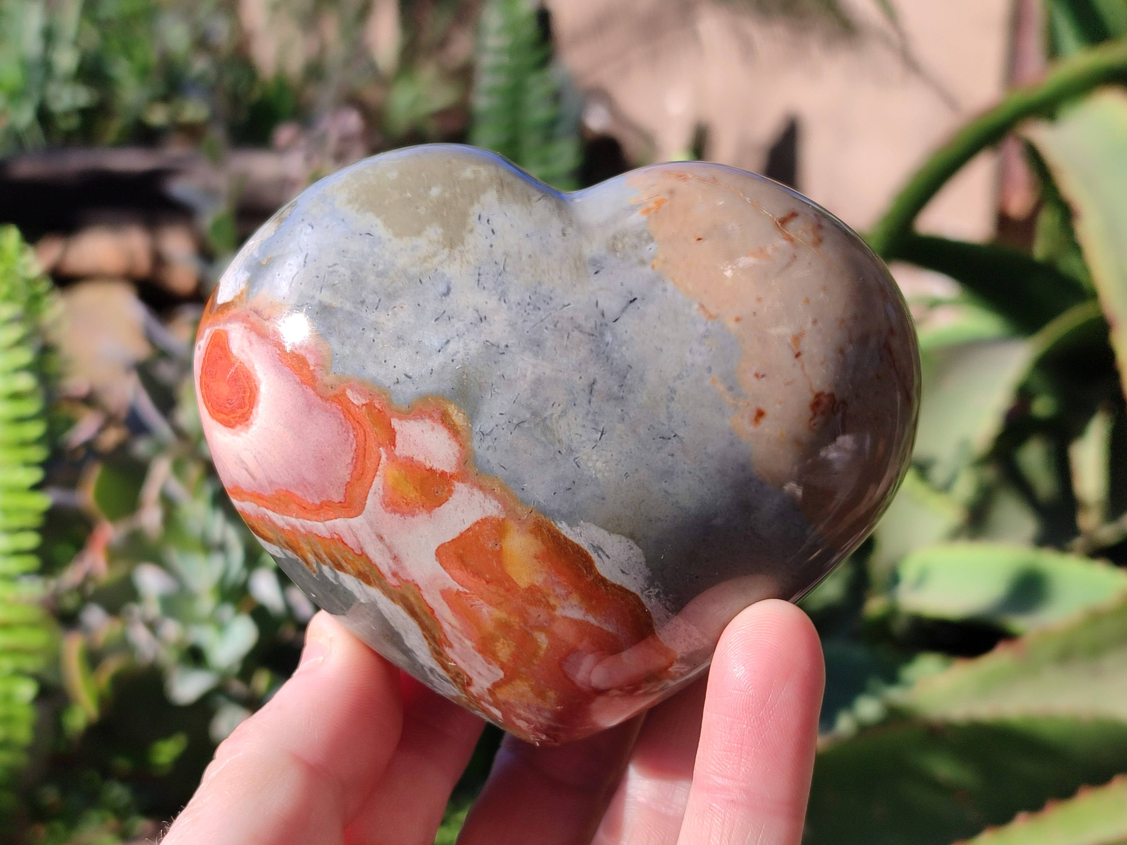 Polished Polychrome Jasper Hearts x 3 From NW Coast, Madagascar - Toprock Gemstones and Minerals 