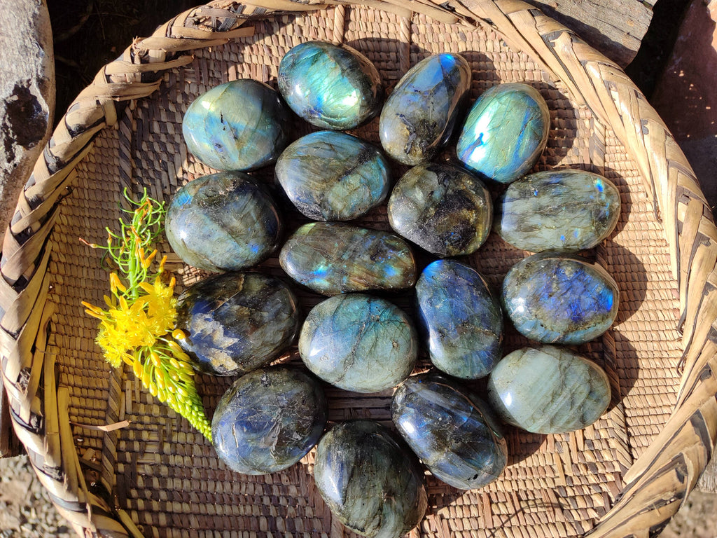 Polished Labradorite Palm Stones x 24 From Tulear, Madagascar - Toprock Gemstones and Minerals 