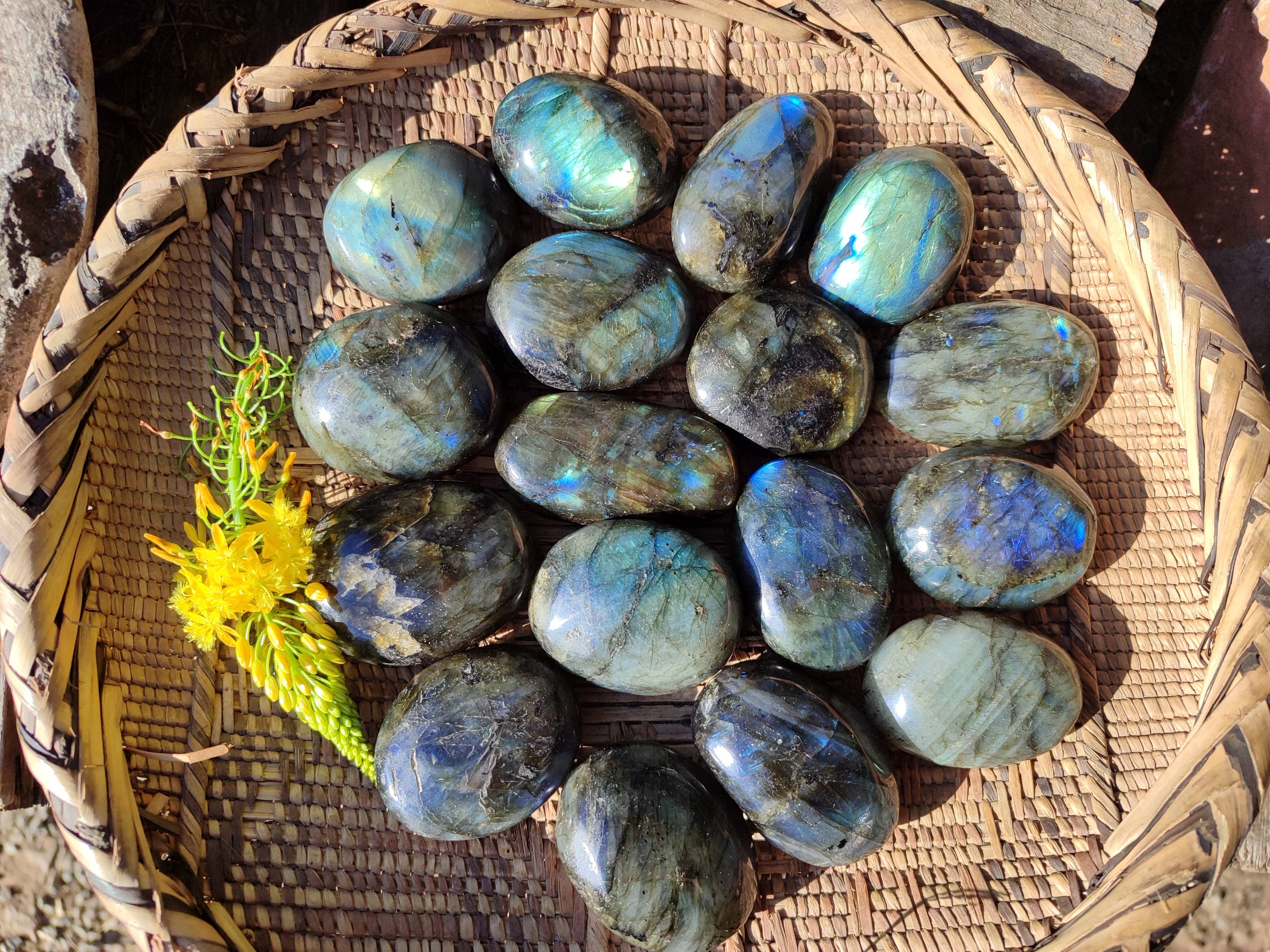 Polished Labradorite Palm Stones x 24 From Tulear, Madagascar - Toprock Gemstones and Minerals 