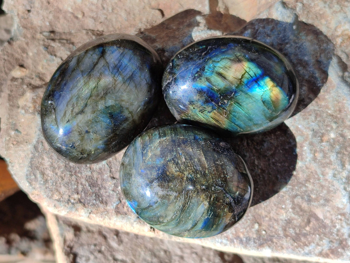 Polished Labradorite Palm Stones x 24 From Tulear, Madagascar - Toprock Gemstones and Minerals 
