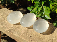 Polished Girasol Pearl Quartz Palm Stones x 12 From Ambatondrazaka, Madagascar