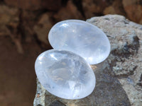 Polished Girasol Pearl Quartz Palm Stones x 12 From Ambatondrazaka, Madagascar