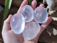 Polished Girasol Pearl Quartz Palm Stones x 12 From Ambatondrazaka, Madagascar