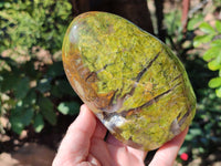 Polished Green Opal Standing Free Forms x 2 From Antsirabe, Madagascar