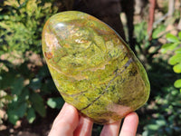 Polished Green Opal Standing Free Forms x 2 From Antsirabe, Madagascar