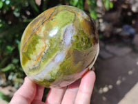 Polished Green Opal Standing Free Forms x 2 From Antsirabe, Madagascar