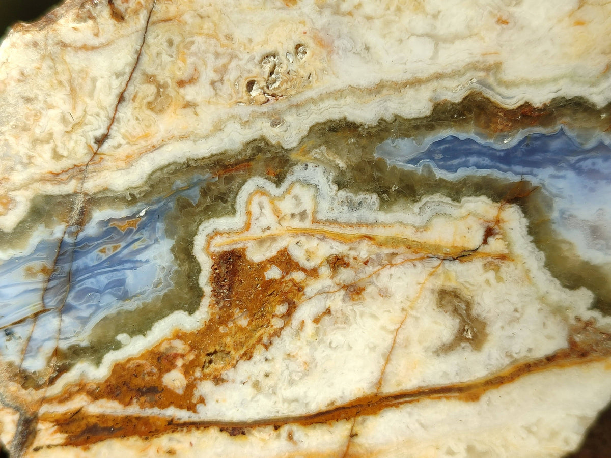 Polished On One Side 'Crazy Lace' Blue Lace Agate x 3 From Namibia - Toprock Gemstones and Minerals 