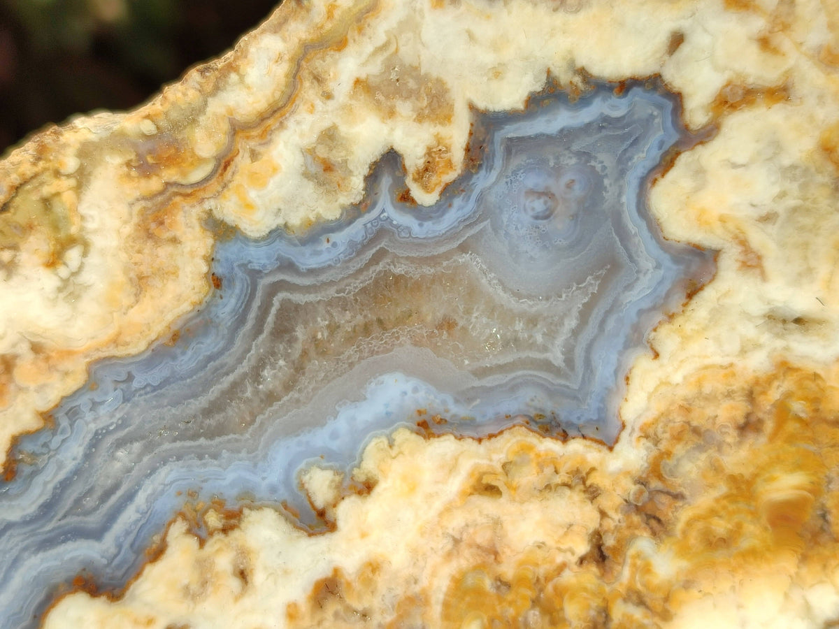 Polished On One Side 'Crazy Lace' Blue Lace Agate x 3 From Namibia - Toprock Gemstones and Minerals 