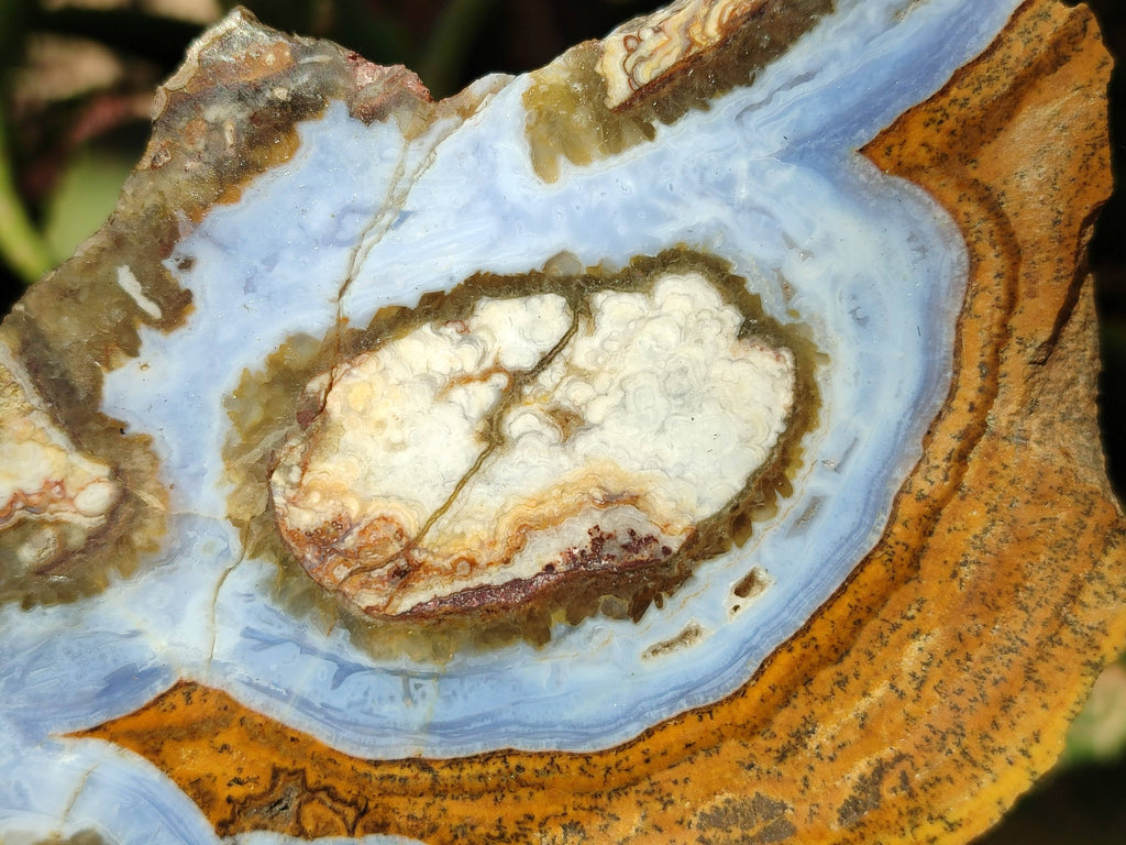 Polished On One Side 'Crazy Lace' Blue Lace Agate x 3 From Namibia - Toprock Gemstones and Minerals 