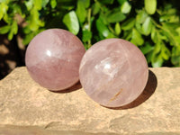 Polished Star Rose Quartz Spheres x 4 From Madagascar