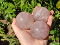 Polished Star Rose Quartz Spheres x 4 From Madagascar
