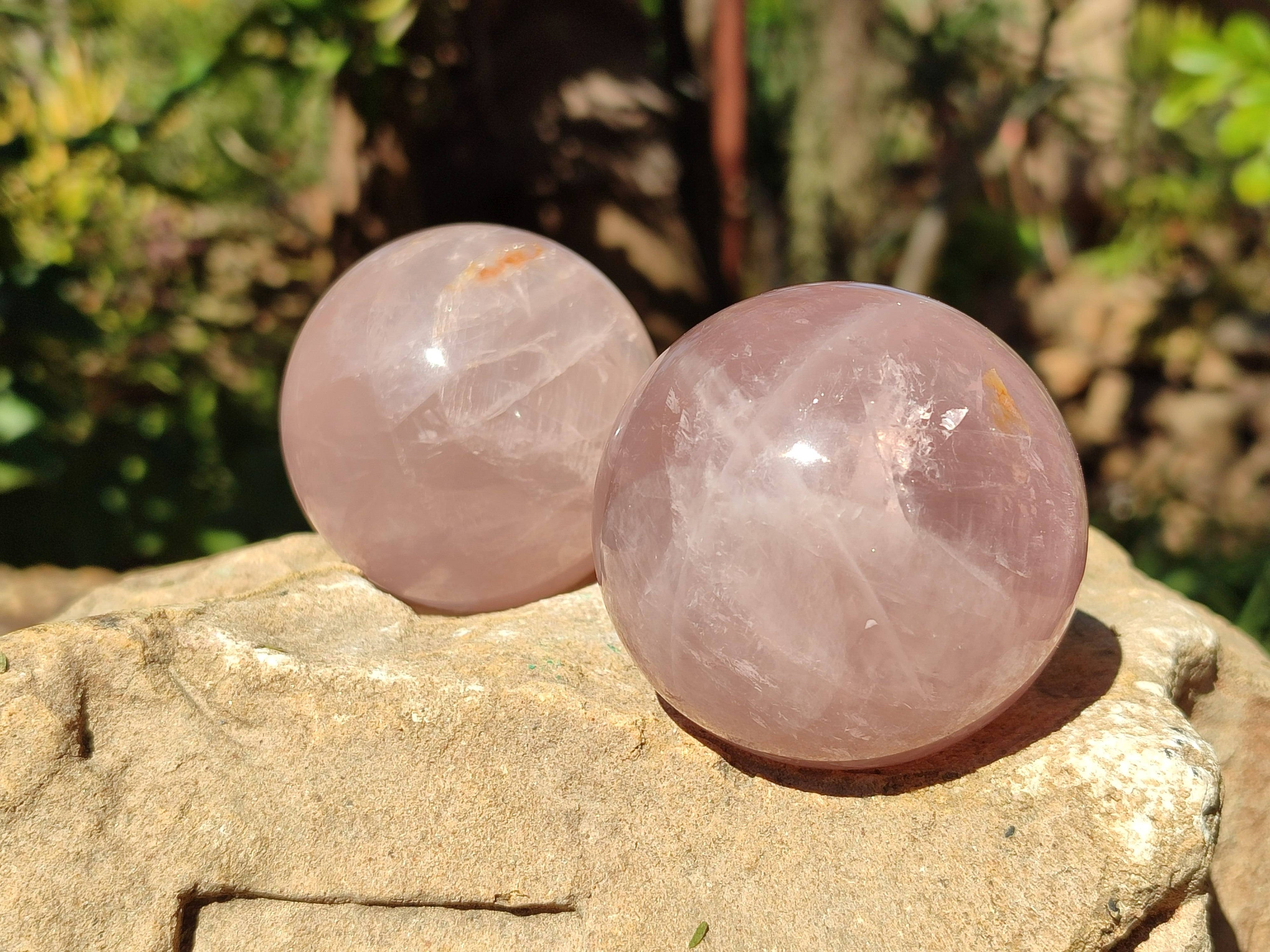 Polished Star Rose Quartz Spheres x 4 From Madagascar - Toprock Gemstones and Minerals 
