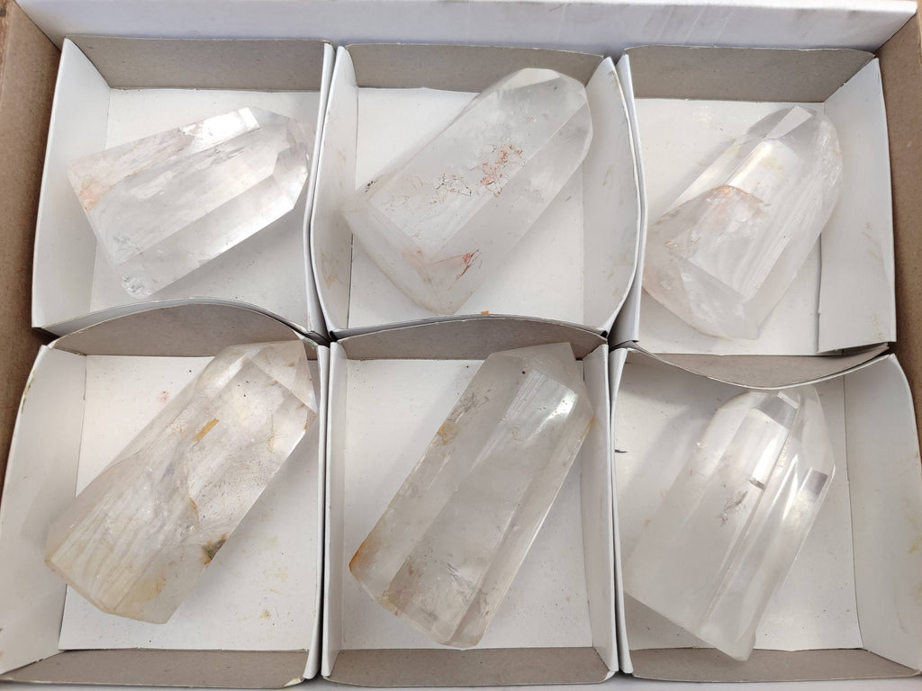 Polished Clear Quartz Crystals x 6 From Madagascar - Toprock Gemstones and Minerals 