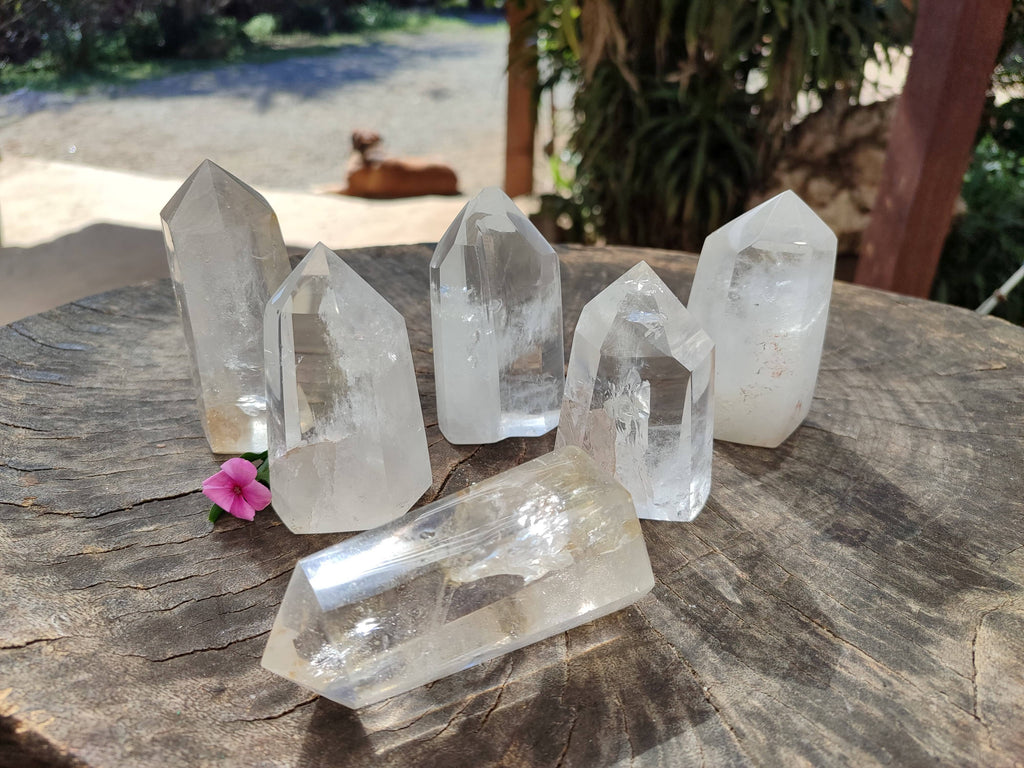 Polished Clear Quartz Crystals x 6 From Madagascar - Toprock Gemstones and Minerals 