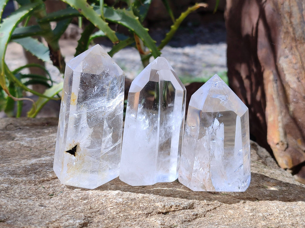 Polished Clear Quartz Crystals x 6 From Madagascar - Toprock Gemstones and Minerals 