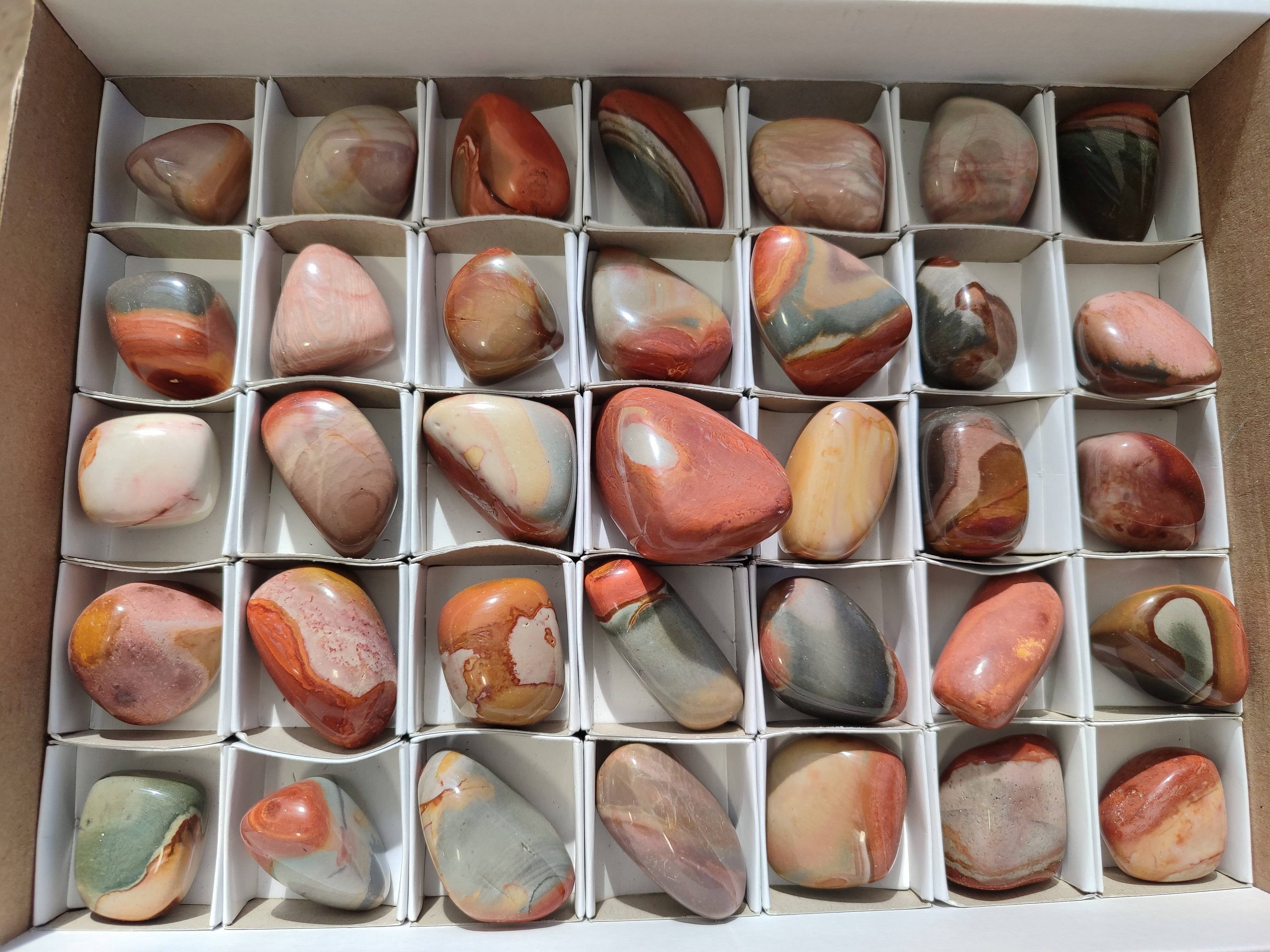 Polished Polychrome Jasper Palm Stones x 35 From NW Coast, Madagascar - Toprock Gemstones and Minerals 