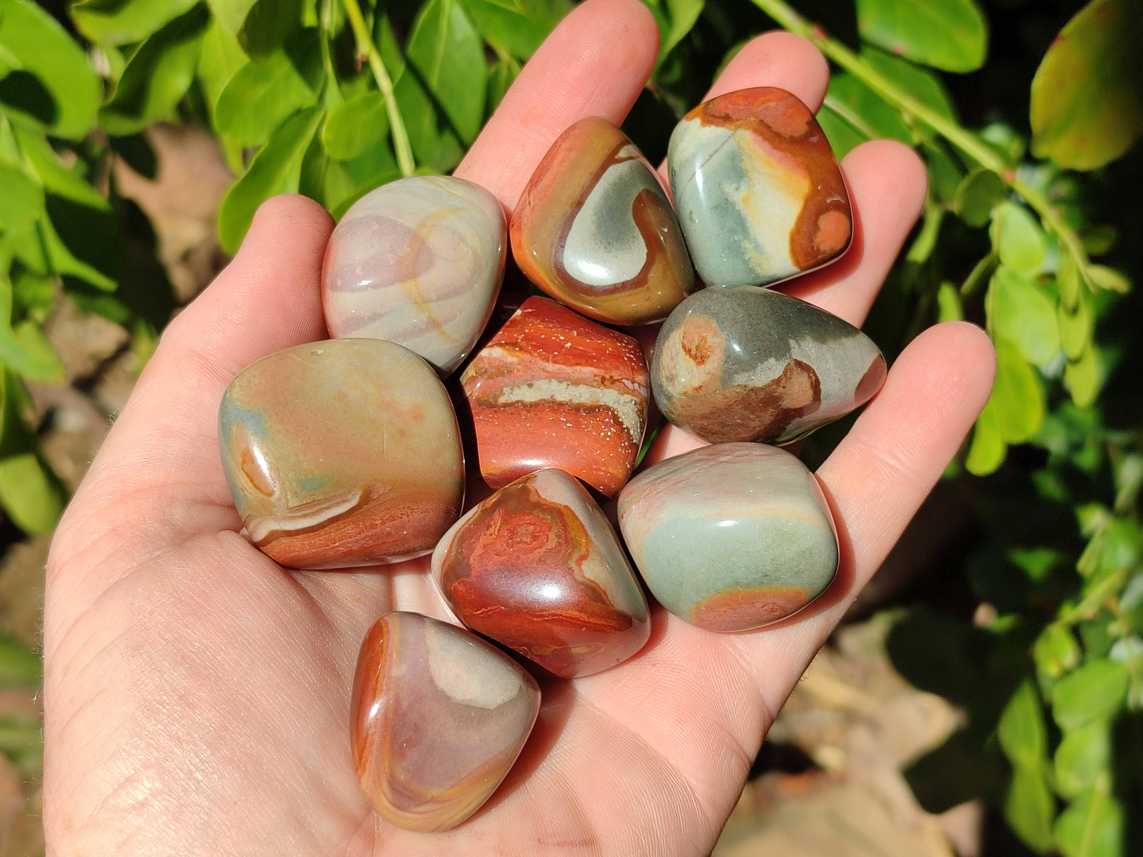 Polished Polychrome Jasper Palm Stones x 35 From NW Coast, Madagascar - Toprock Gemstones and Minerals 