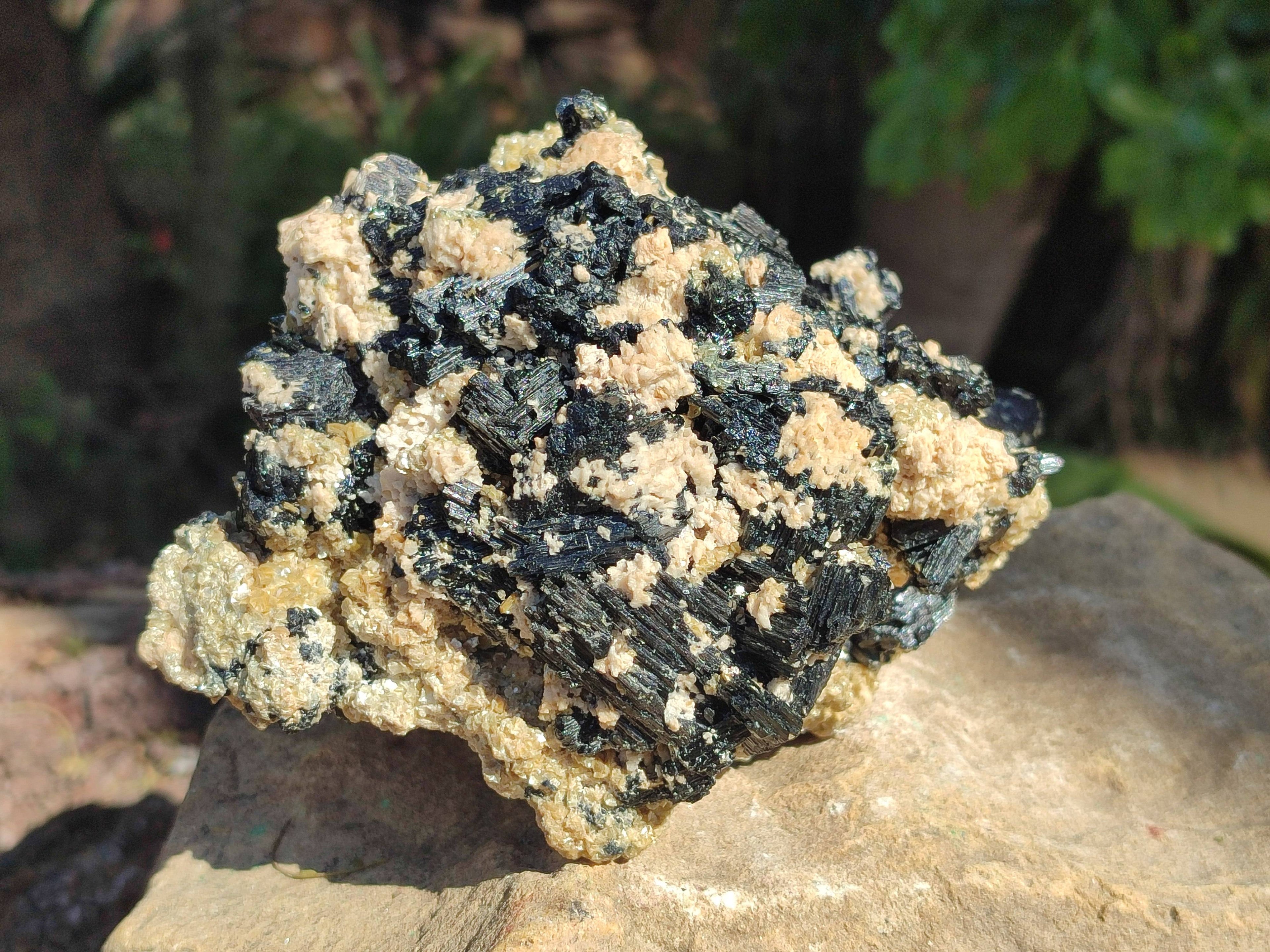 Natural Schorl Black Tourmaline Specimens x 2 From Erongo, Namibia - Toprock Gemstones and Minerals 
