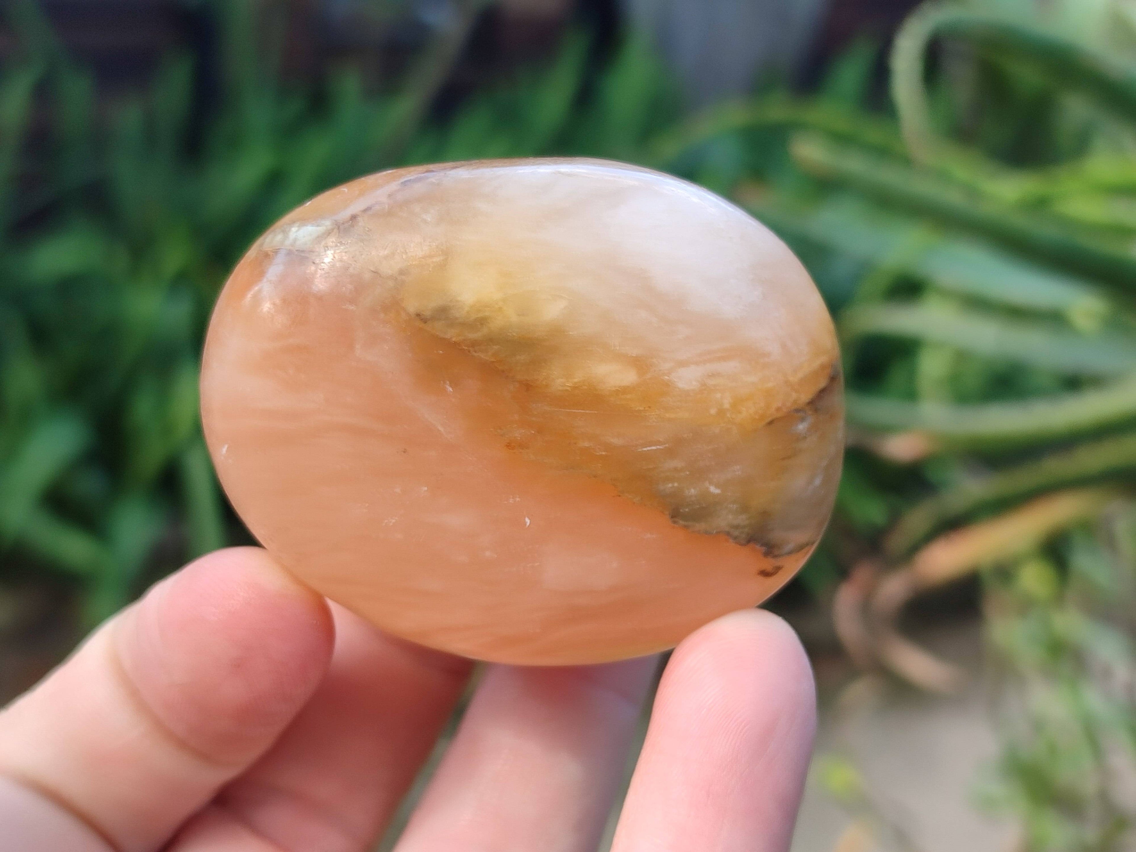 Polished Orange Twist Calcite Palm Stones x 24 From Madagascar - Toprock Gemstones and Minerals 