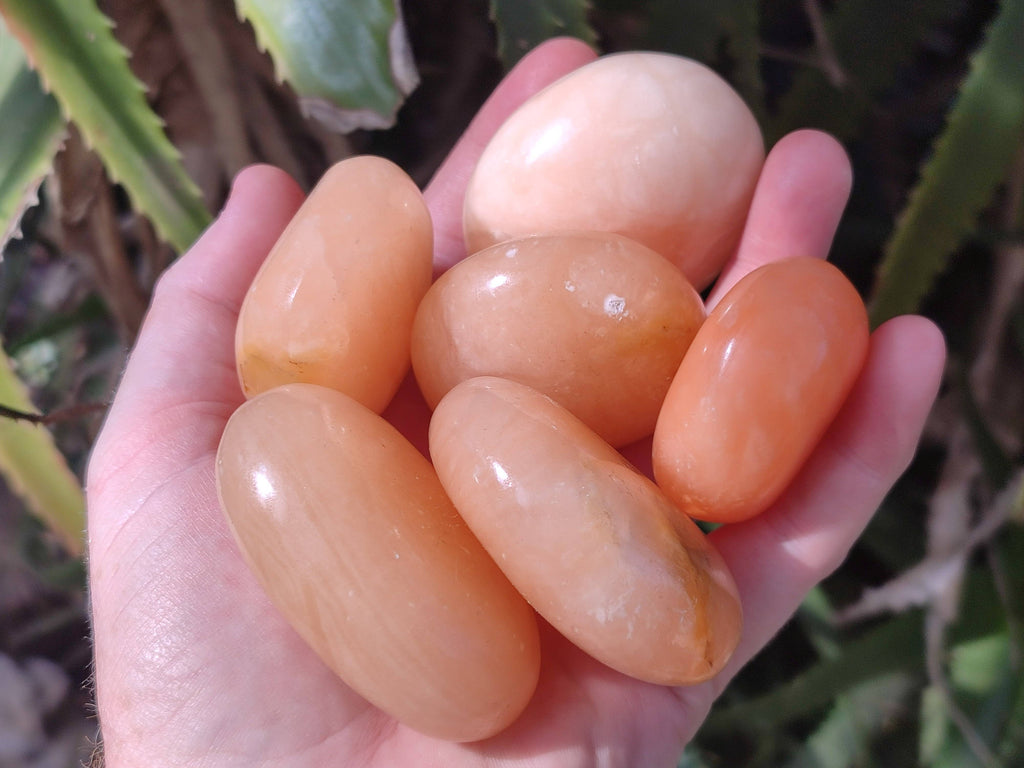 Polished Orange Twist Calcite Palm Stones x 24 From Madagascar - Toprock Gemstones and Minerals 