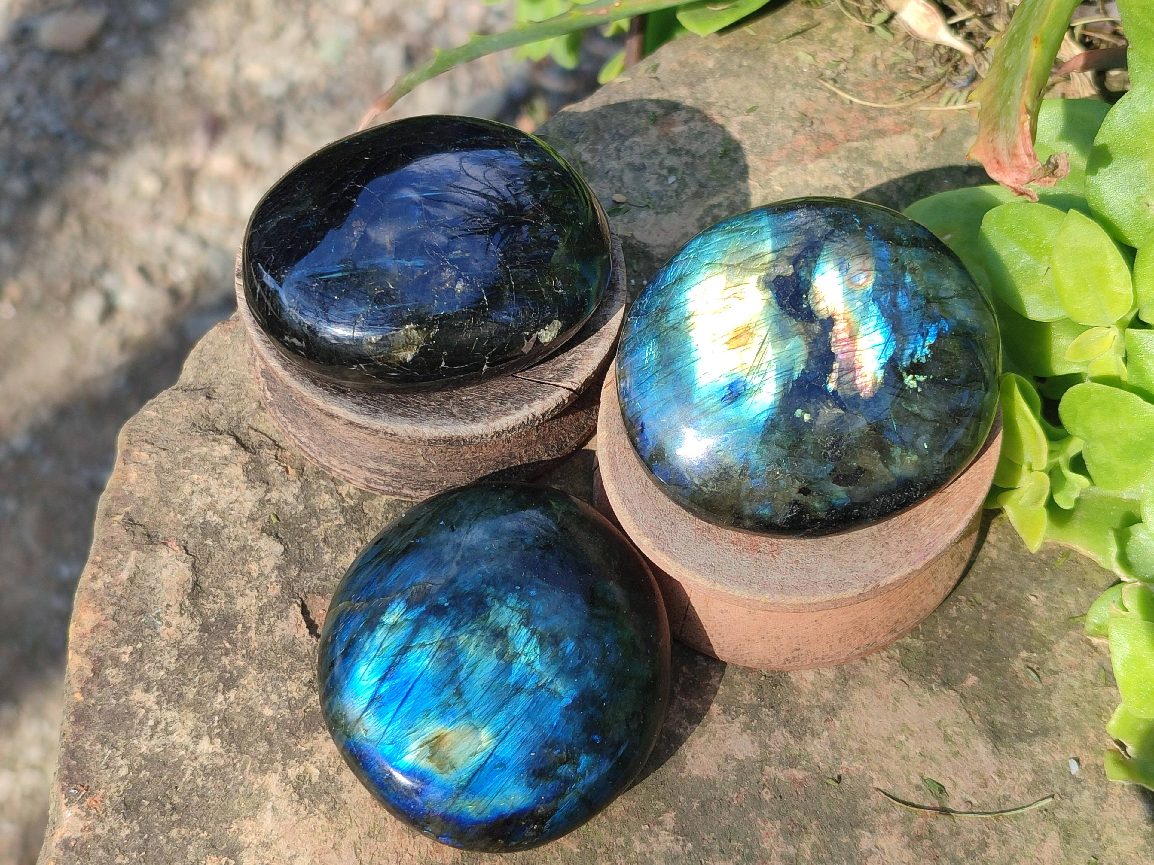 Polished Labradorite Palm Stones x 12 From Tulear, Madagascar - Toprock Gemstones and Minerals 