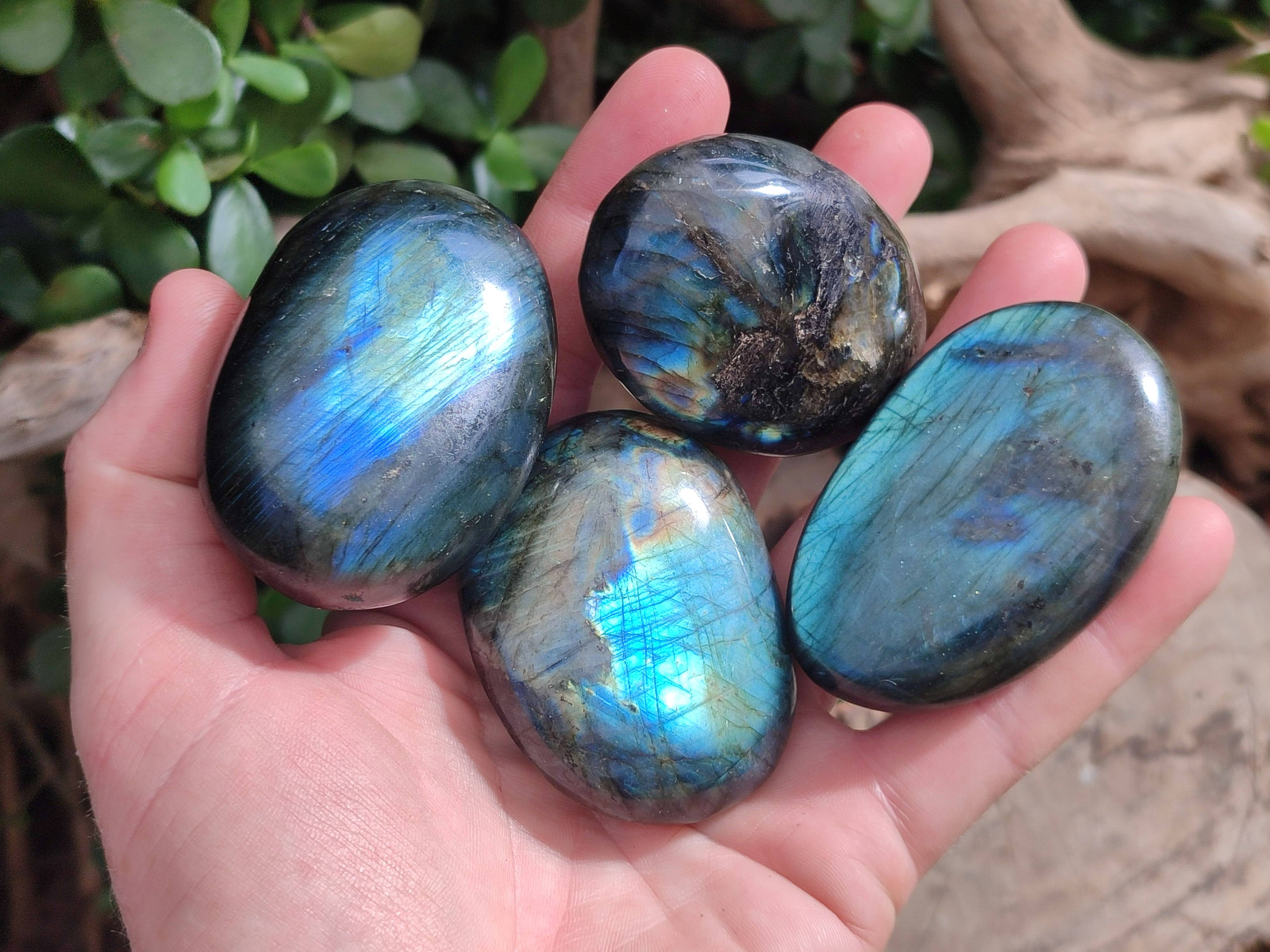 Polished Labradorite Palm Stones x 12 From Tulear, Madagascar - Toprock Gemstones and Minerals 