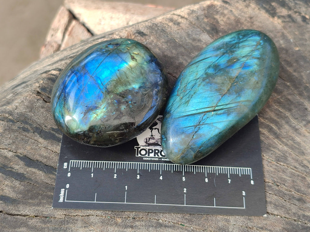 Polished Labradorite Palm Stones x 12 From Tulear, Madagascar - Toprock Gemstones and Minerals 