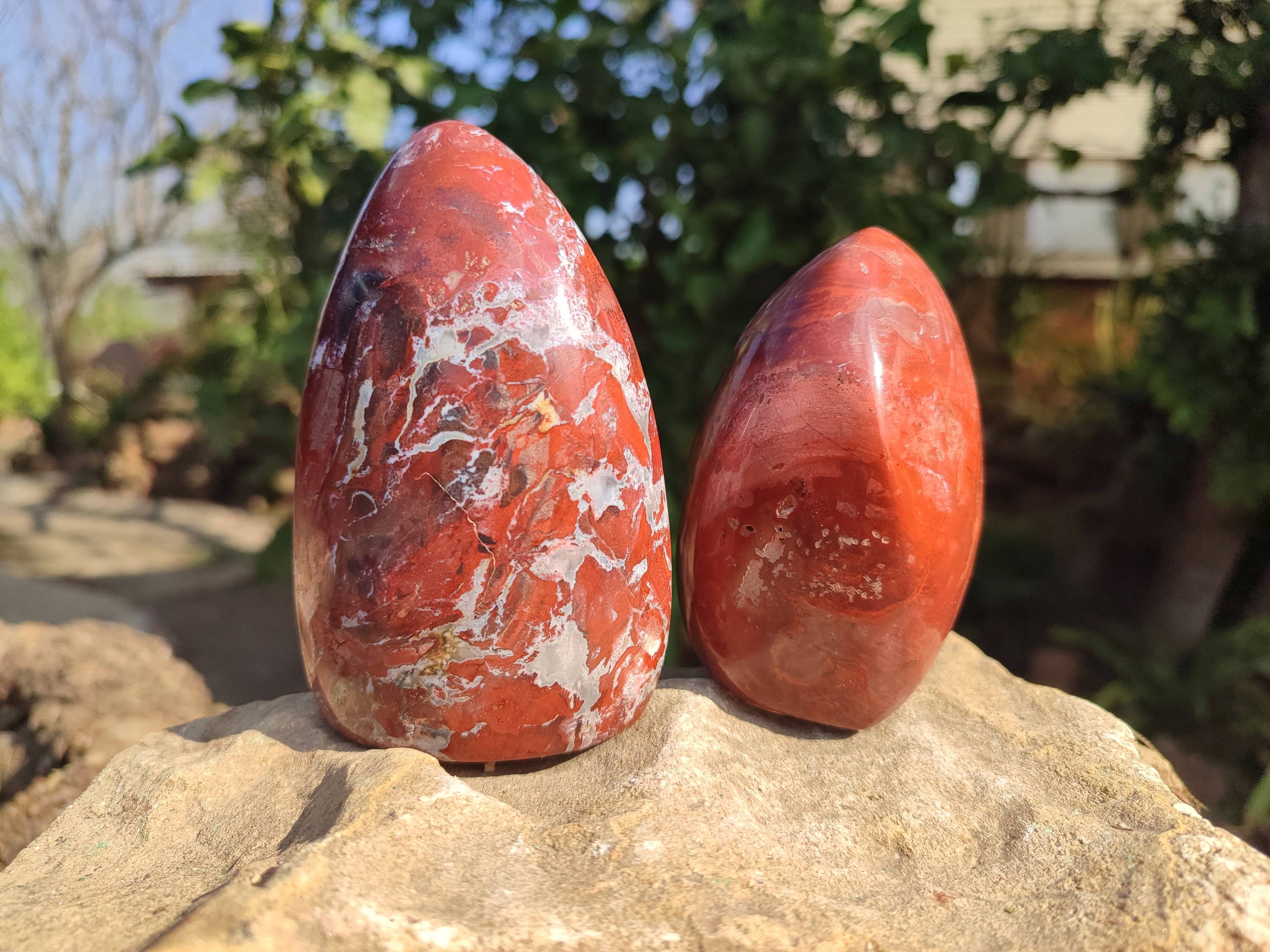 Polished Red Jasper Standing Free Forms x 4 From Madagascar - Toprock Gemstones and Minerals 