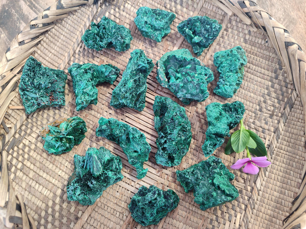 Natural Silky Malachite Specimens x 20 From Kasompe, Congo - Toprock Gemstones and Minerals 