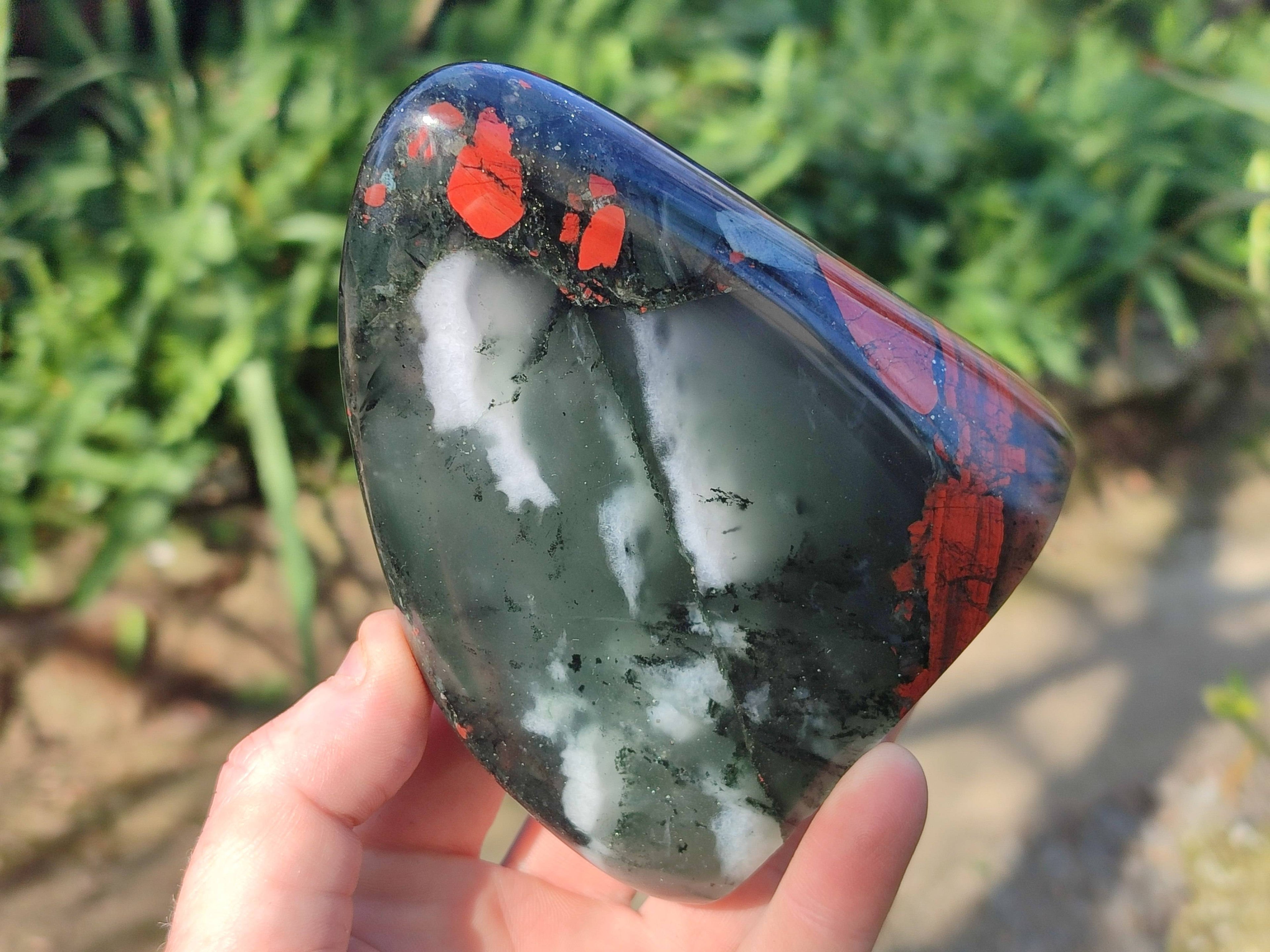 Polished Bloodstone Standing Free Forms x 2 From Swaziland - Toprock Gemstones and Minerals 
