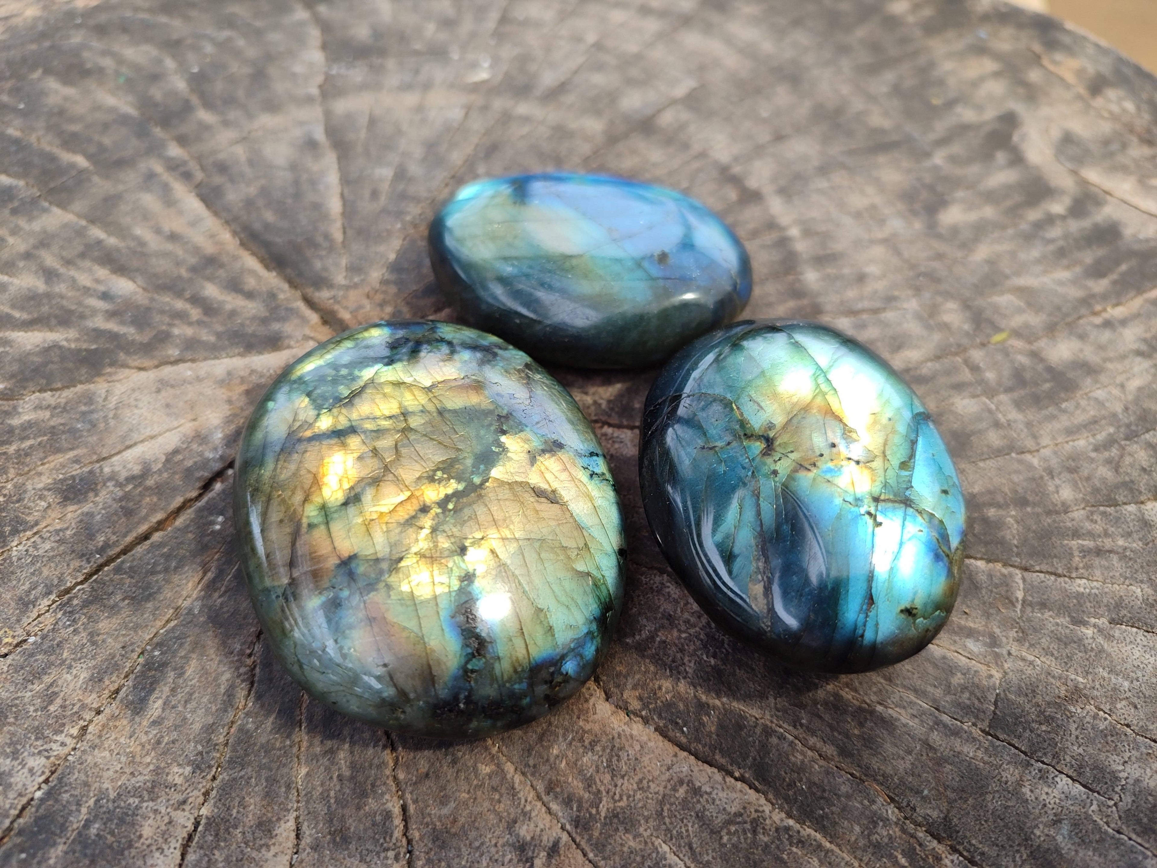 Polished Labradorite Palm Stones x 12 From Tulear, Madagascar - Toprock Gemstones and Minerals 