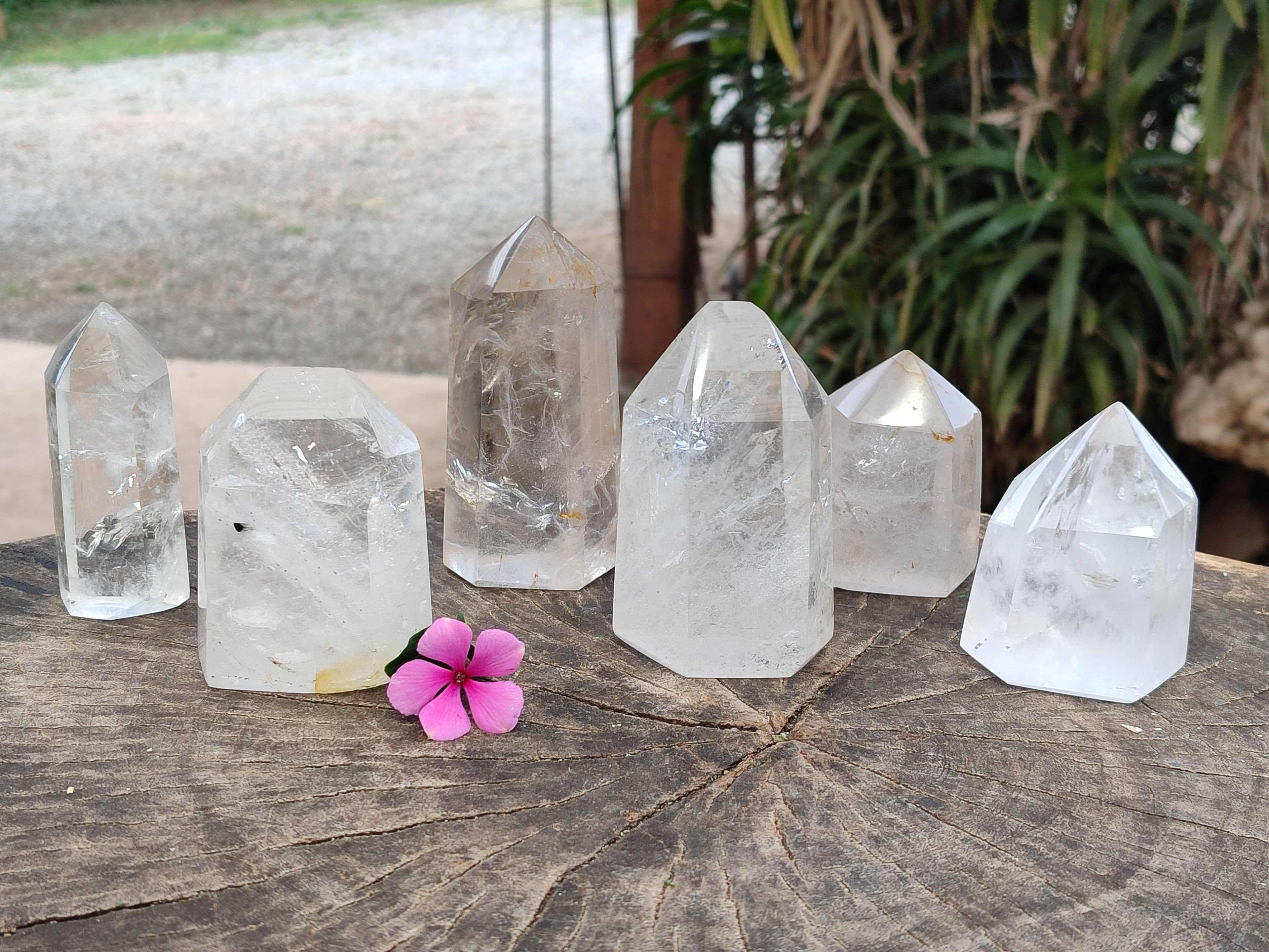 Polished Clear Quartz Crystals x 6 From Madagascar - Toprock Gemstones and Minerals 