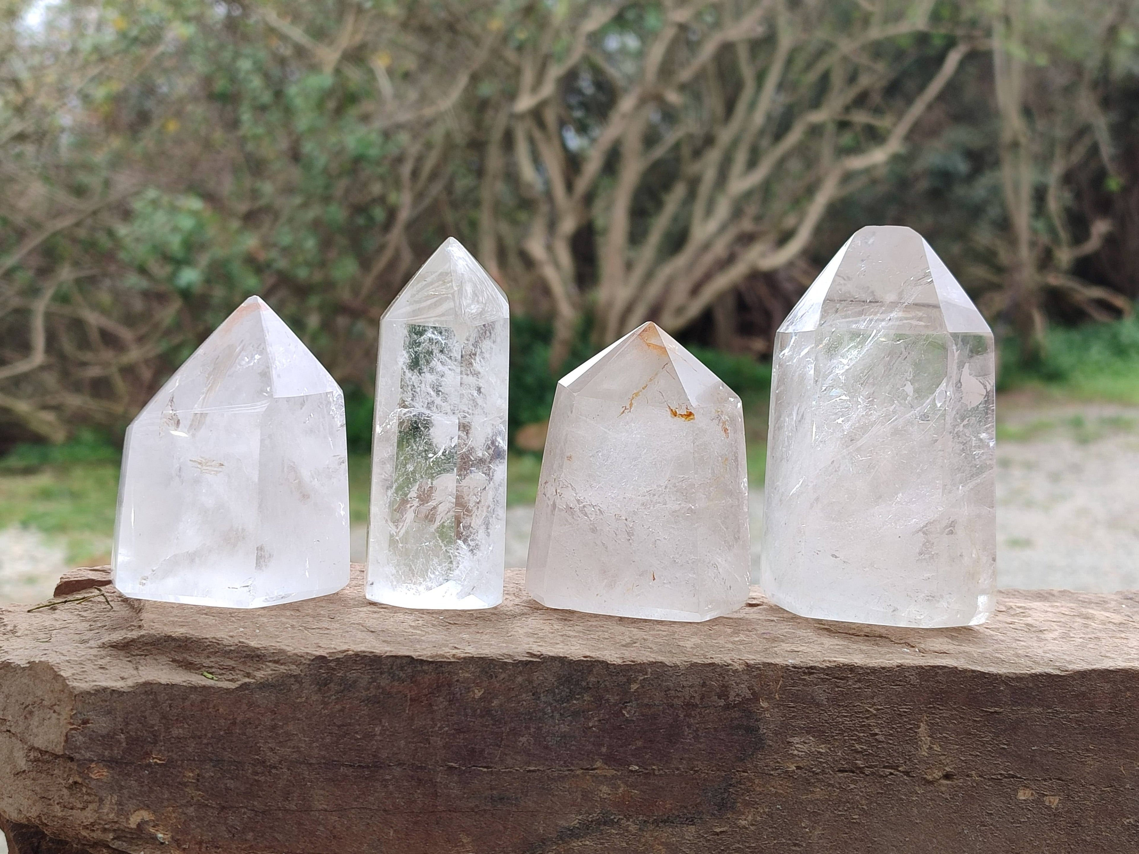 Polished Clear Quartz Crystals x 6 From Madagascar - Toprock Gemstones and Minerals 