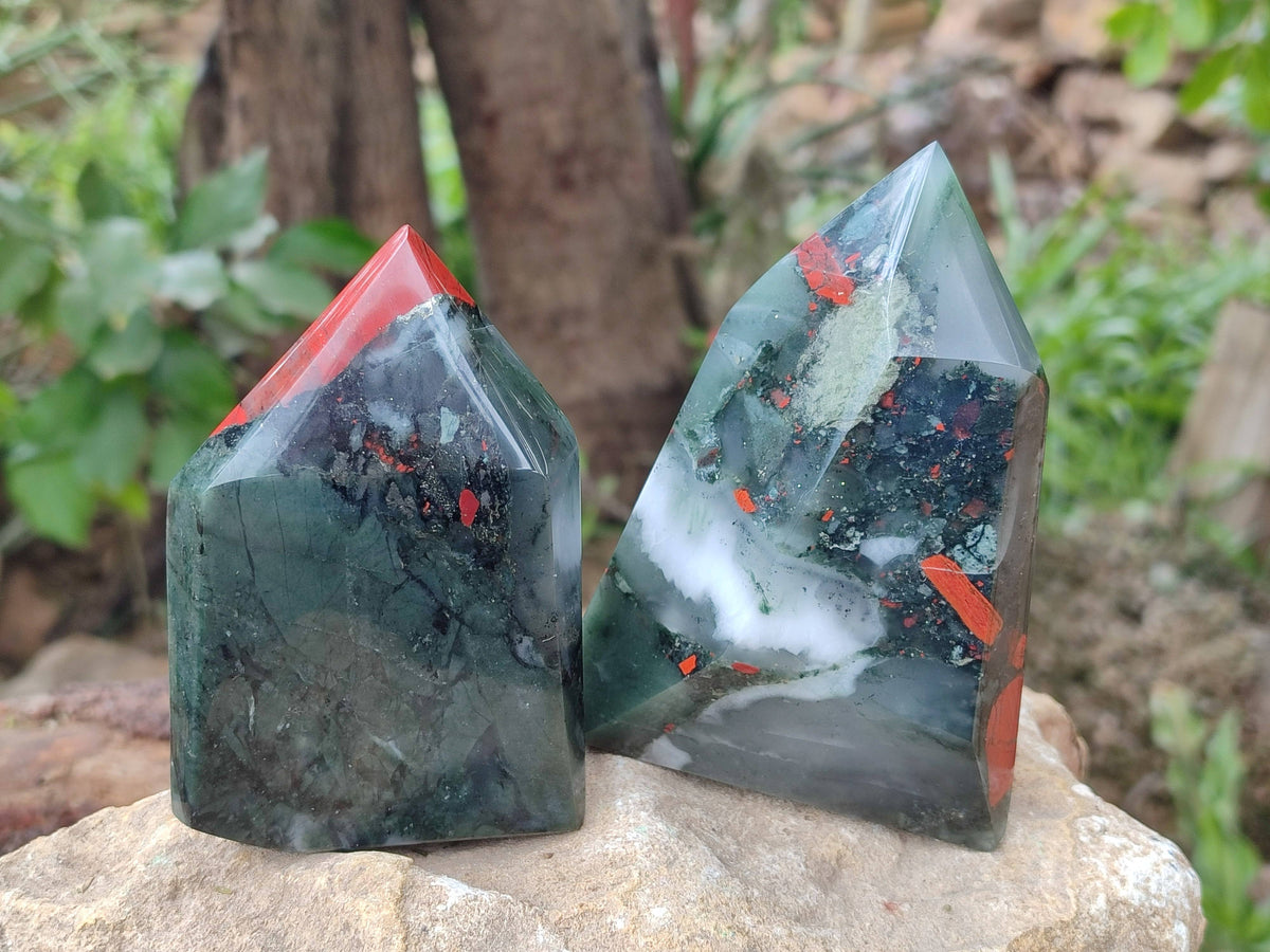 Polished Bloodstone Points x 3 From Swaziland - Toprock Gemstones and Minerals 