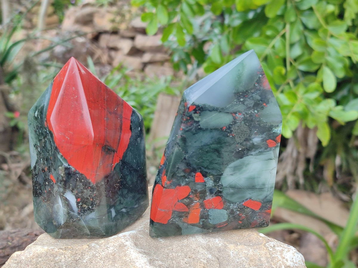 Polished Bloodstone Points x 3 From Swaziland - Toprock Gemstones and Minerals 